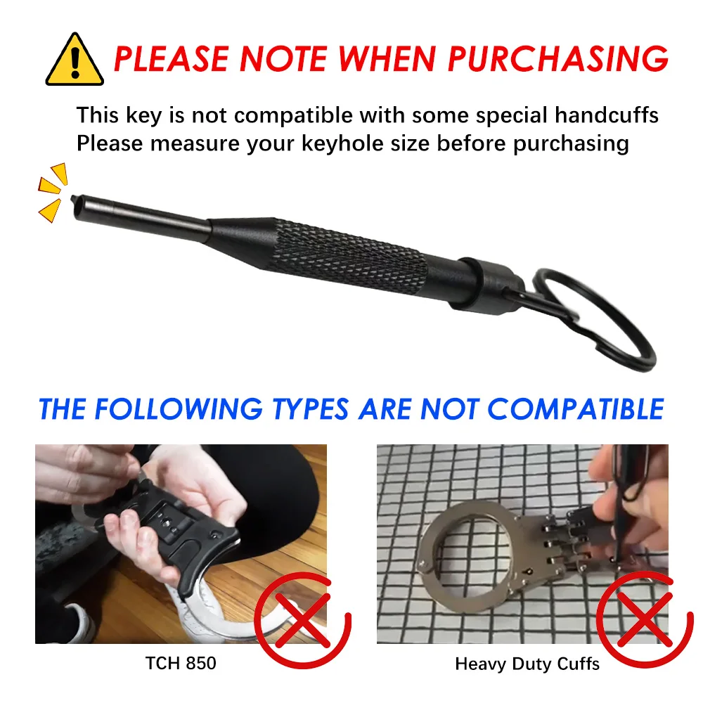 AK-01B Rotating Handcuff Key, High Carbon Steel + Aluminum Alloy, with Key Ring, Police Handcuff Key for All Standard Series Han