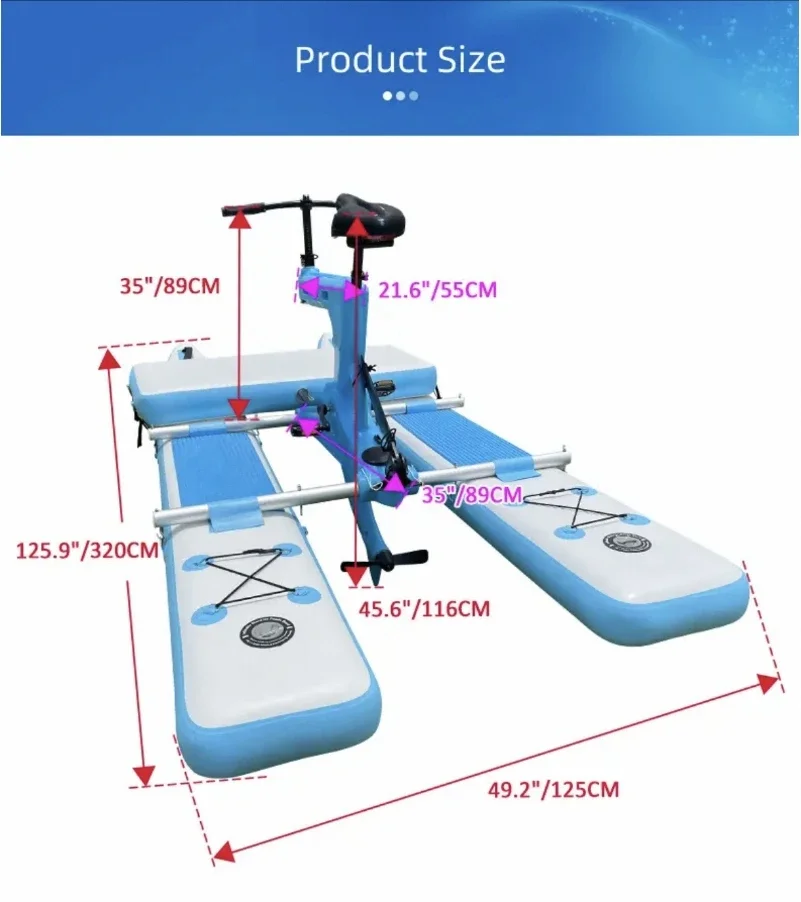 Novo design inflável único pedal de bicicleta de água barco flutuante bicicletas de água para venda