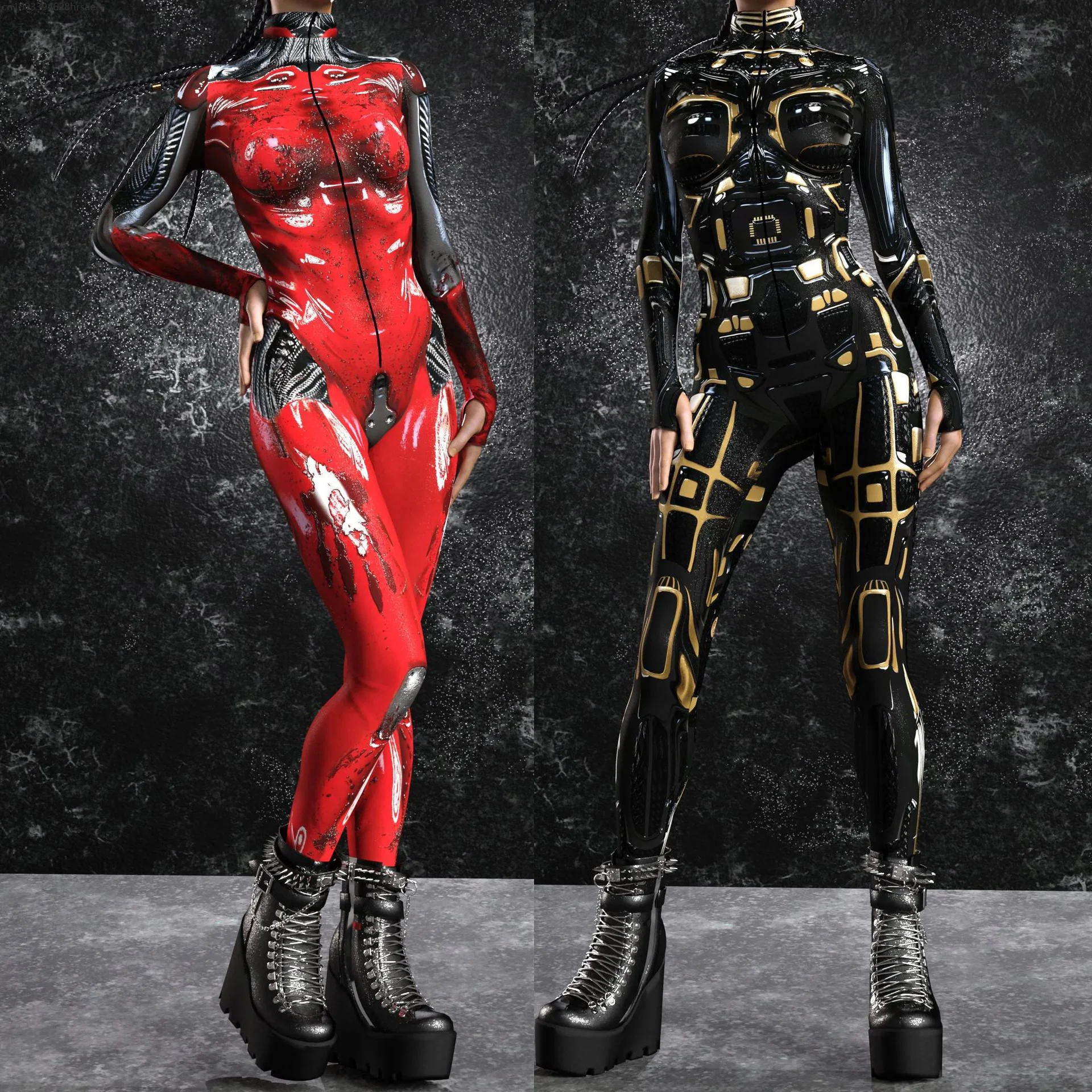 Women Cosplay Bodysuit Superhero Mechanical Armor Robot Jumpsuit Costume Cool Zentai Suit Christmas Party Holiday Perfermence