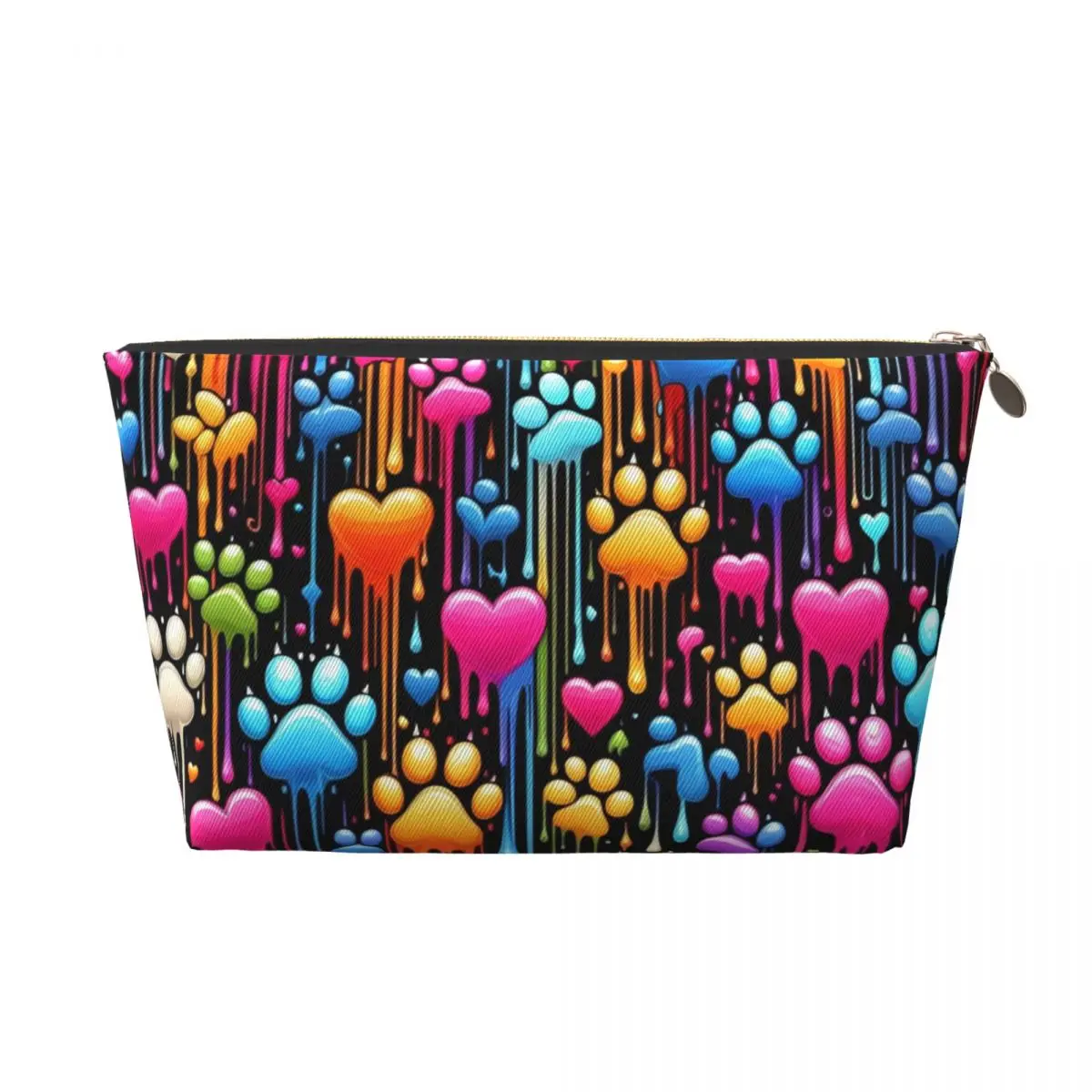 Custom Rainbow Dog Paw Heart Pattern Travel Toiletry Bag for Women Makeup Cosmetic Bag Beauty Storage Dopp Kit