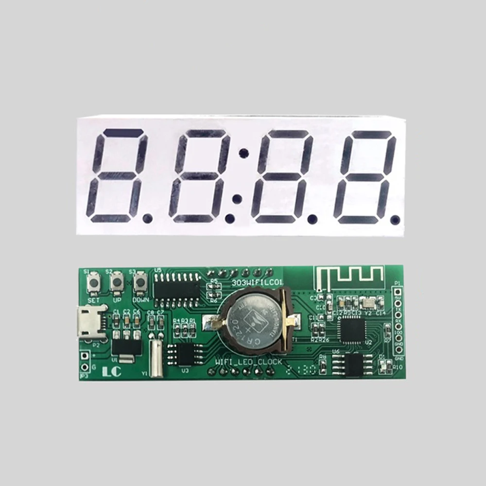 

WiFi Clock Module 0.8inch Tube Automatic DIY Digital 8 Level Brightness Adjustable Electronic Clock USB Power Supply