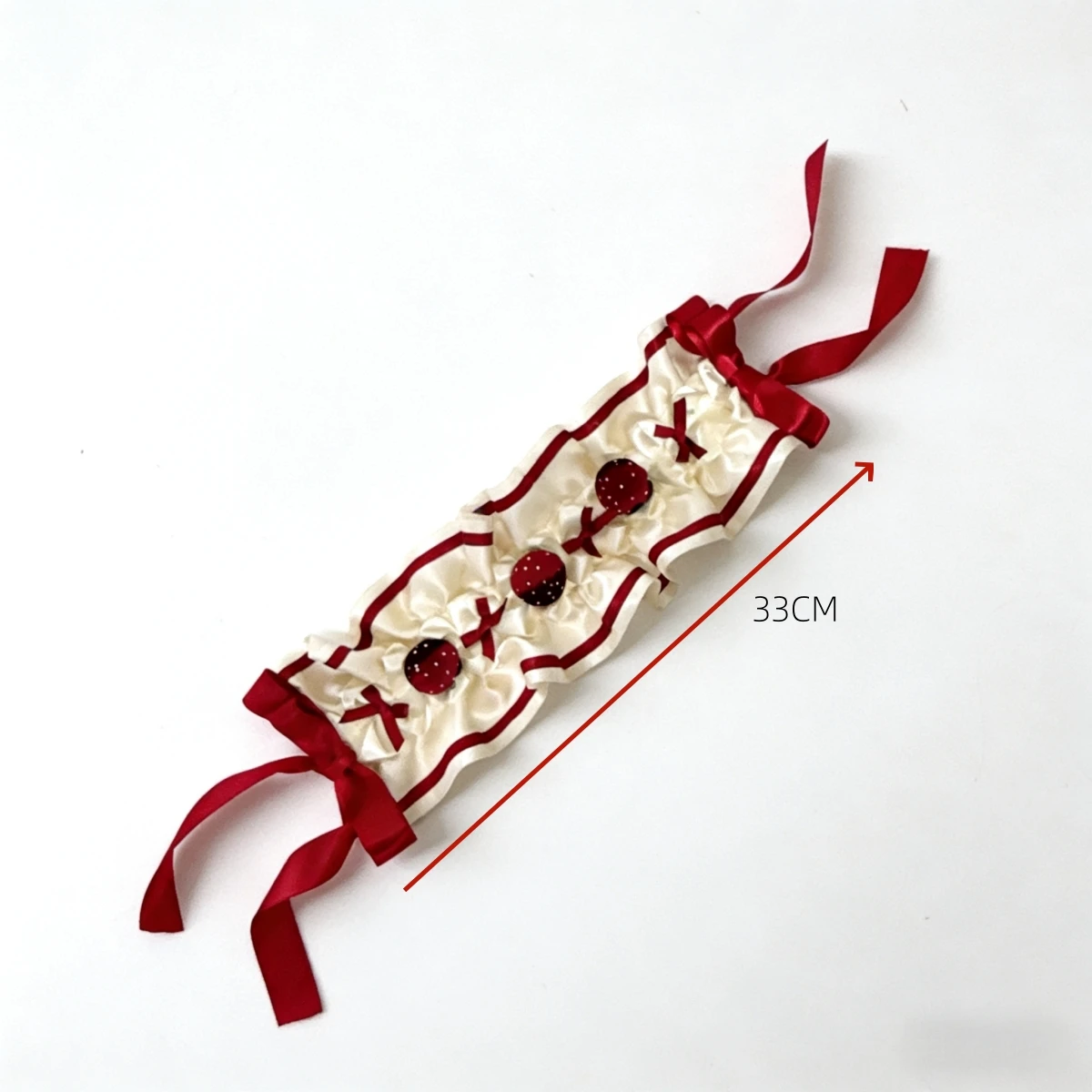 Kawaii süßes japanisches Subkultur-Lolita-Haarband, weinroter Erdbeer-Kuchen-Schleifen-Haarreif, handgefertigtes Haarband-Accessoire für Damen und Mädchen – Detail 1