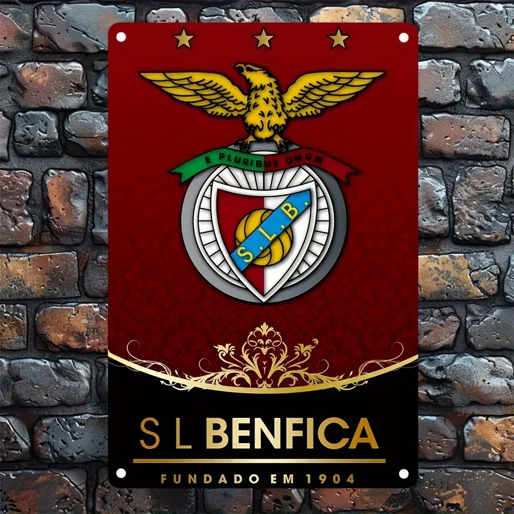 Sinal de futebol de ferro SL Benfica vintage – decoração de bar à prova d'água com design de presente pré-perfurado