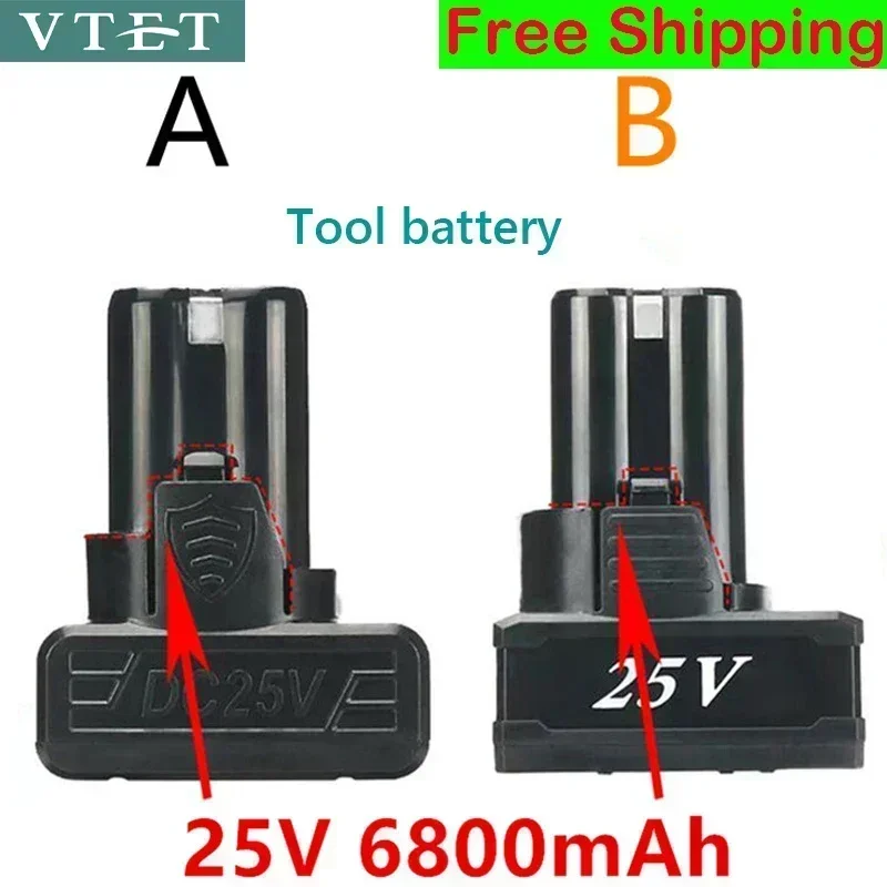 2024 전동 공구용 범용 충전식 리튬 배터리, 전기 드릴, 전기 스크루 드라이버, 리튬 이온 배터리, 25V, 6800mAh, 신제품