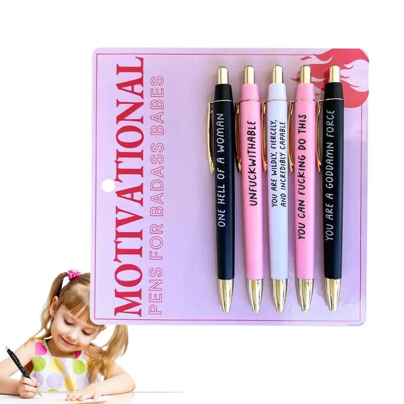 

Pens With Motivational Quotes Stylish Pens 5pcs Retractable Motivational Quotes Pens Long Lasting Writing Fine Point Pens