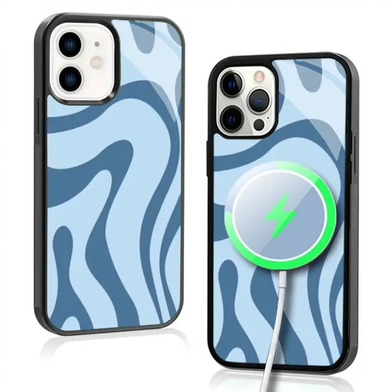 Abstract Swirl Pattern Phone Case For IPhone 11 12 13 14 15 Plus Pro Max Mirror Acrylic Cover For Magsafe Wireless Charging