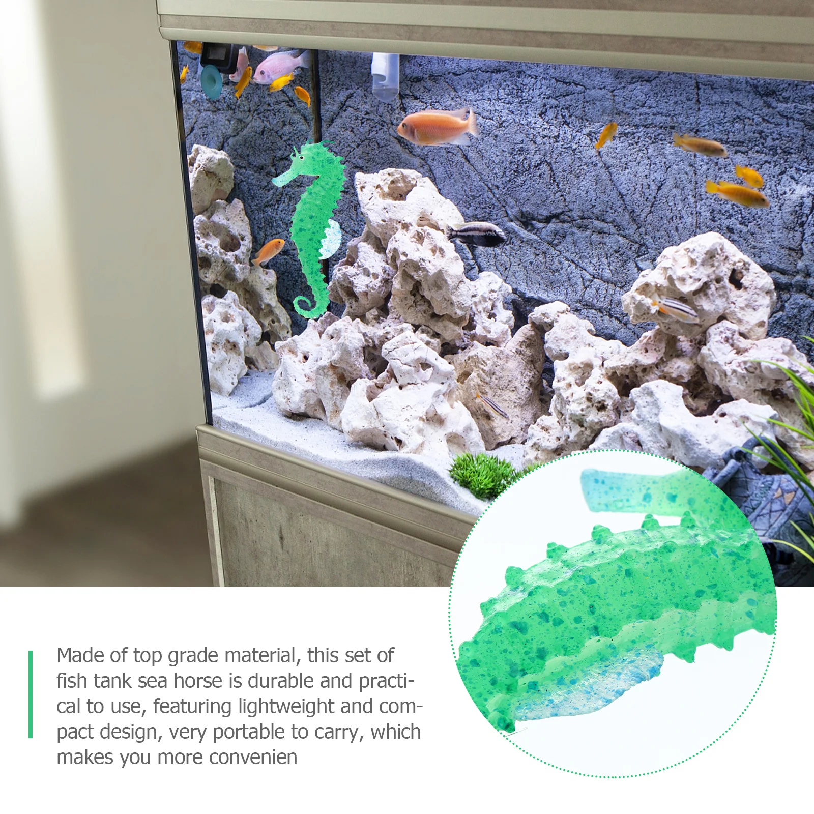 

2Pcs Fish Tank Sea Horse Night Light Ornament Aquarium Decoration Craft Home Office Landscape Decorative Supply Underwater Decor