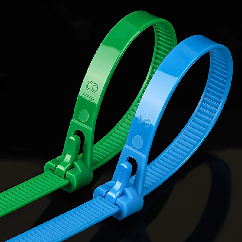 100 قطعة ربطات كابل قابلة للفصل البلاستيك الملون ربطات كابل قابلة لإعادة الاستخدام النايلون حلقة التفاف البريدي T نوع رباط للكابل سلك ضمادة التعادل #3