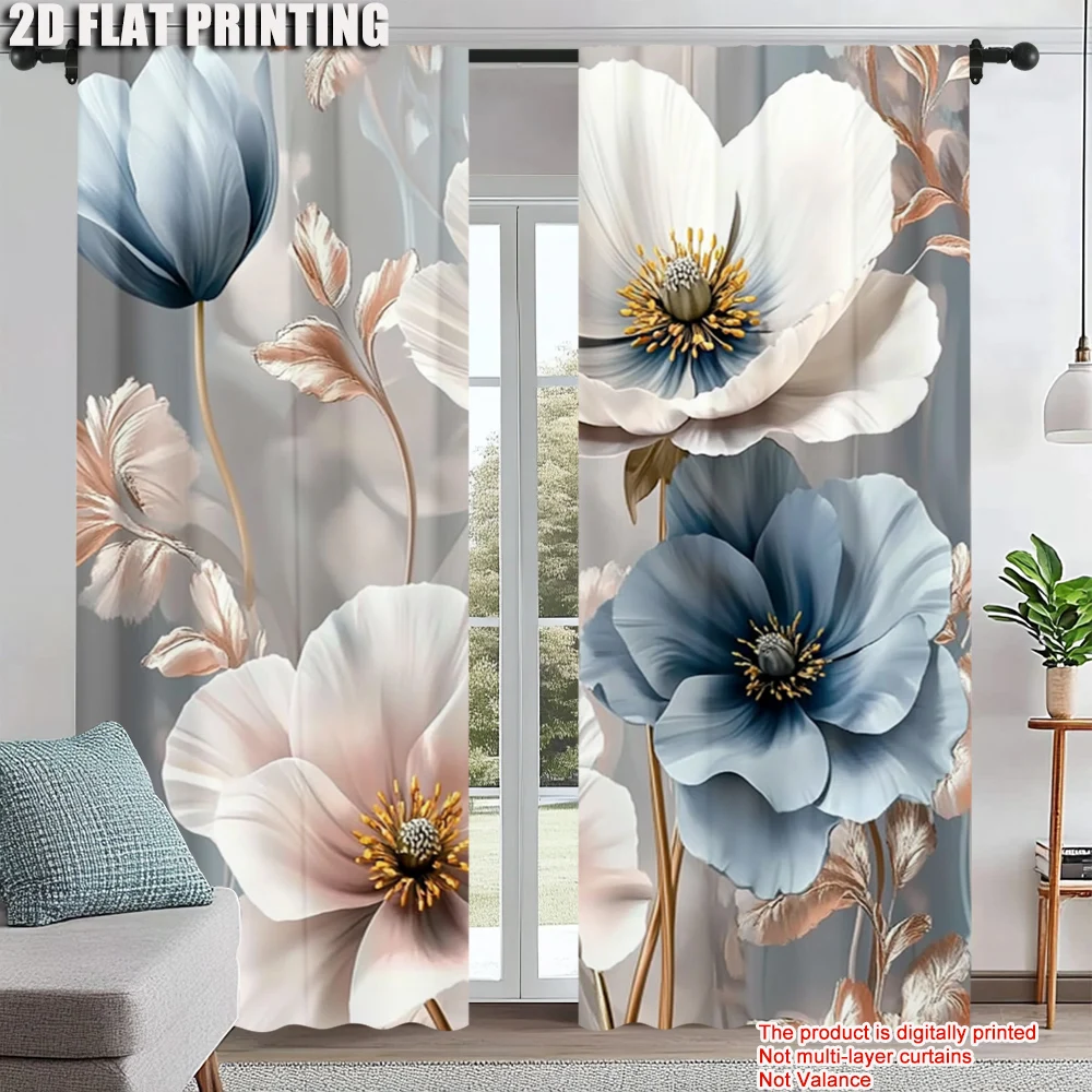 

2pc, Curtain Vintage floral print Versatile Durable Polyester,Without Electricity Party Decorations Use for Holiday Family