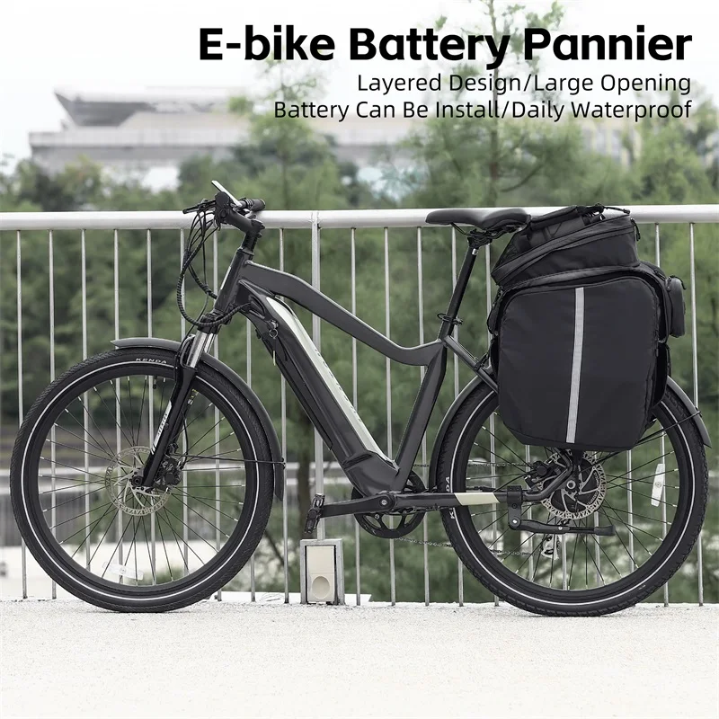 WEST BIKING Electric Bike Battery Carrier Bag Expandable Pannier Rear Rack Bag Not Easily Deformed Cycling Travel Shoulder Bag