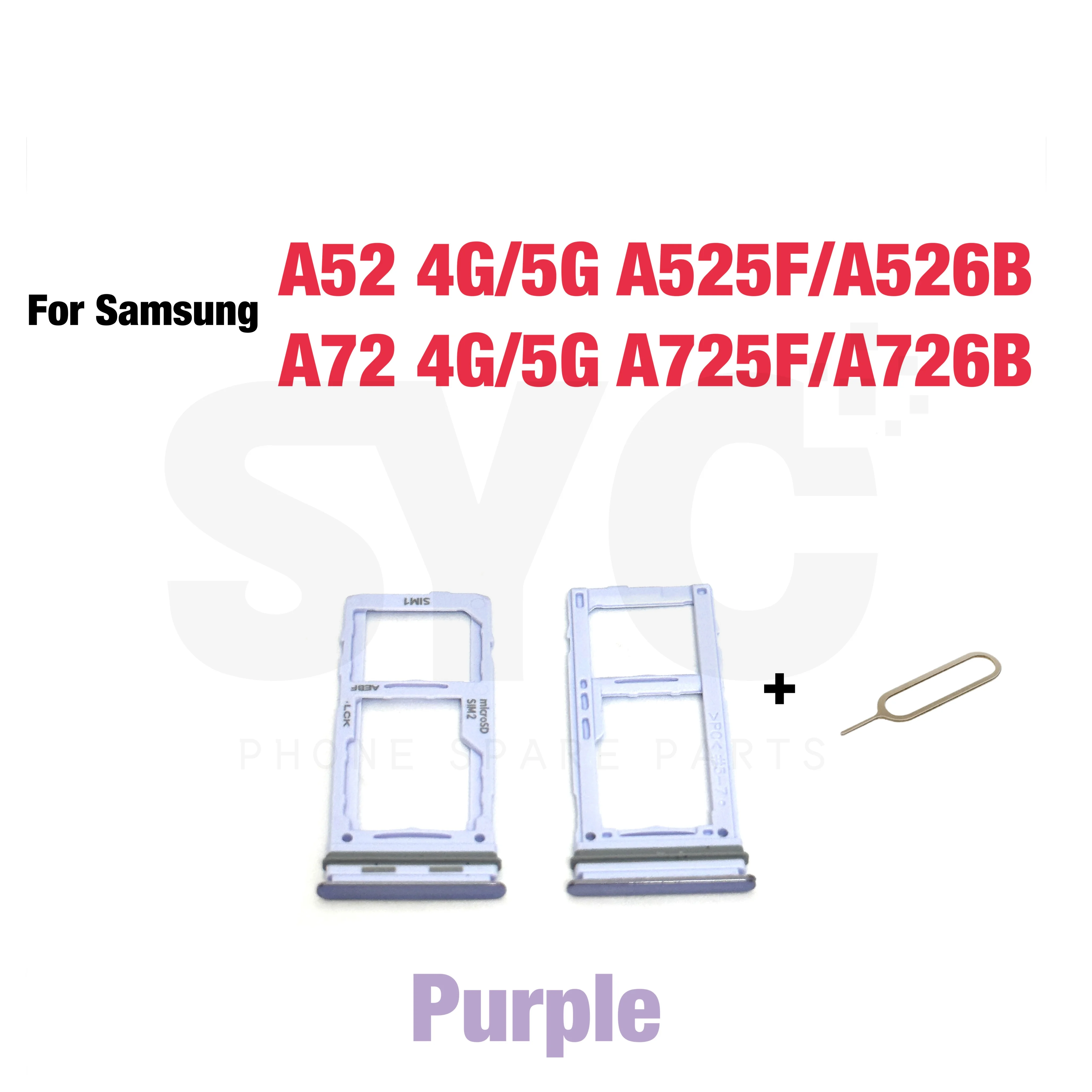 Phone Sim SD Card Tray For Samsung Galaxy A52 A72 4G 5G A525 A526 A725 A726 New SIM Adapter Chip Holder Slot Drawer Parts + Tool