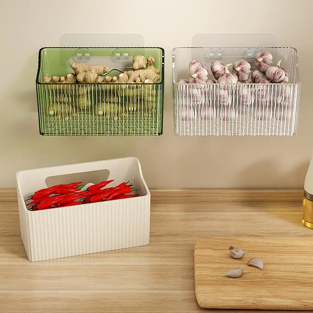 

Storage Basket Punch-free Wall-Mounted Onion Ginger Garlic Storage Box Kitchen Organizer Bathroom Cosmetic Storage Basket 바구니