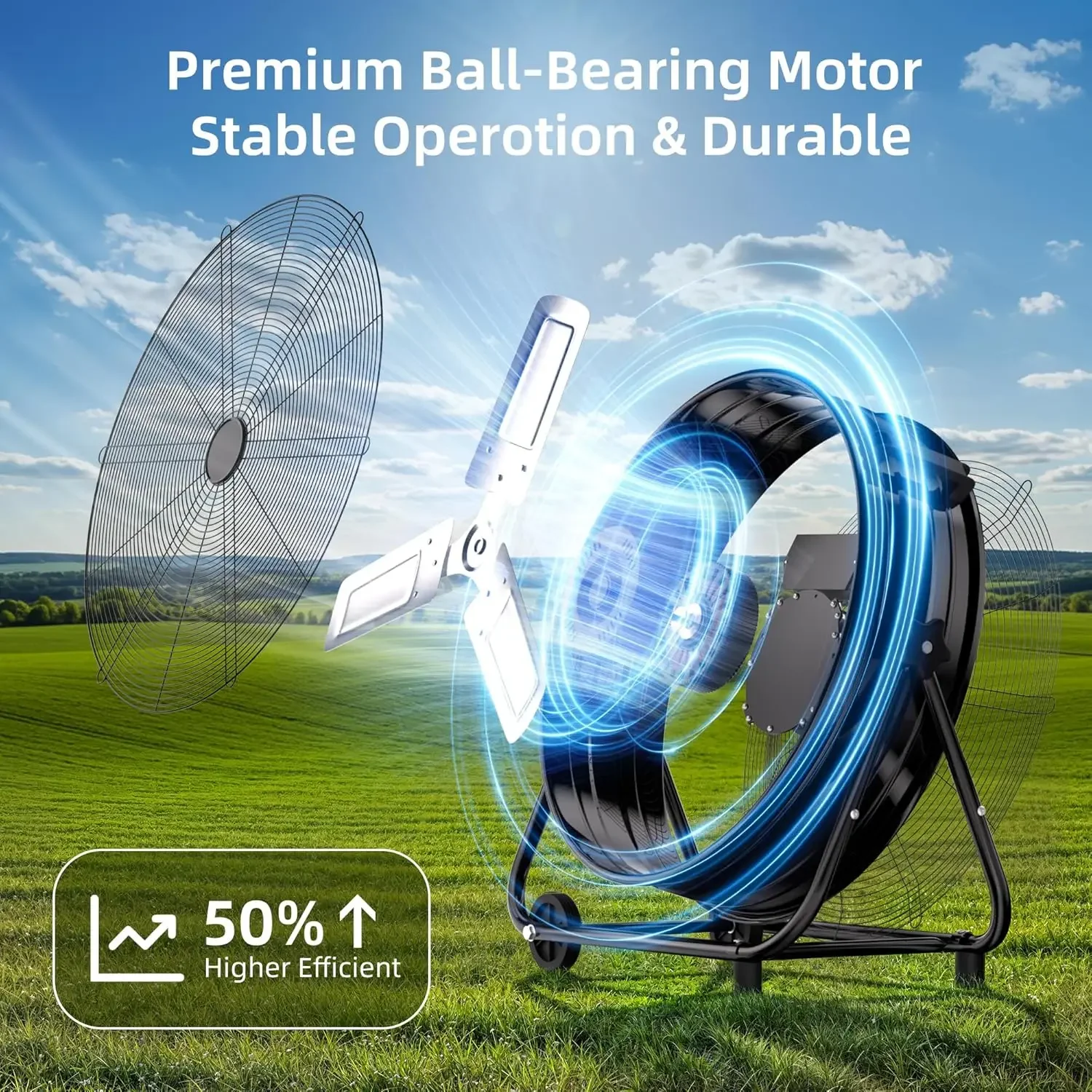 

[Free Shipping!]31 Inch High Velocity Heavy Duty Metal Drum Fan,14000 CFM Industrial Floor Fan With 360°Adjustable Tilt