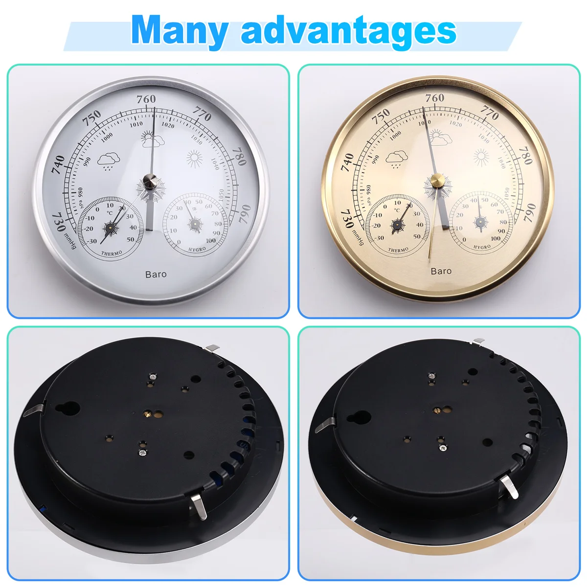 【Hot&Price】2PCS Wander Cloudly Barometer with Thermometer Hygrometer, 3 in 1 Weather Station for Weather Forecasting Instrument
