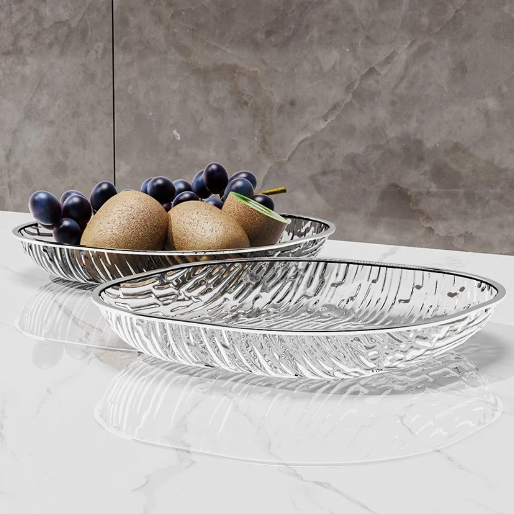 

Easy To Clean Light Luxury Fruit Plate Transparent Plastic Candy Plate Portable Square Snack Tray Kitchen