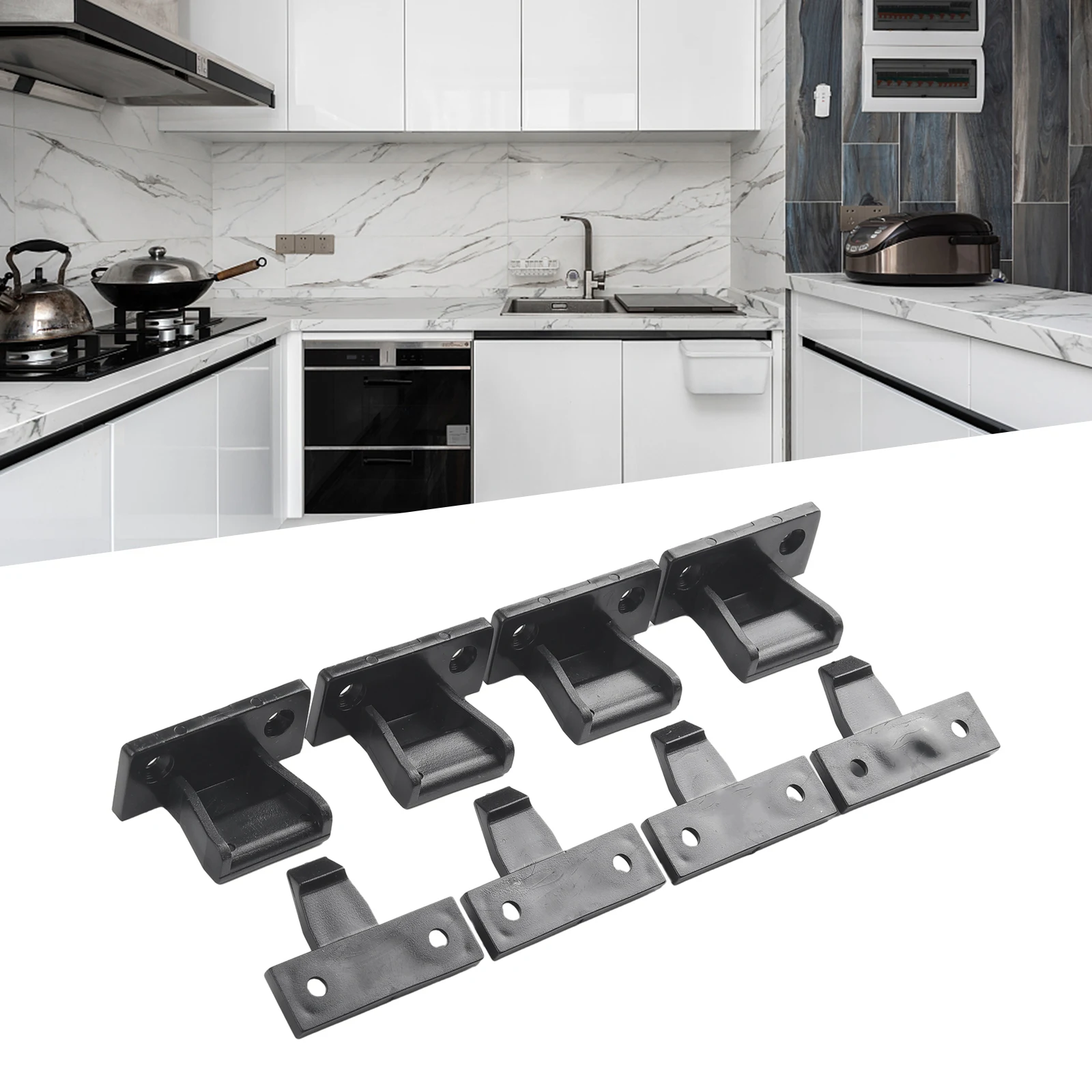 4pcs ABS Cabinet Catches Buckle Push In Fittings Kitchen Cabinet Plinth Fasteners Plastic Connection Buckle Furniture Hardware