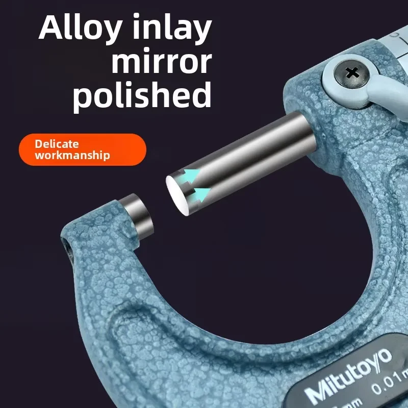 Micrometro esterno Mitutoyo Portata 25 - 50 mm, precisione 0,01 mm, con certificato di ispezione, ideale per strumenti di misurazione di precisione