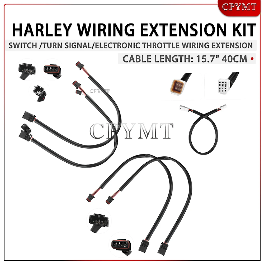 

15.7" 40cm SWITCH /TURN SIGNAL/ELECTRONIC THROTTLE WIRING EXTENSION Plug & Play Fit for Harley Touring Dyna Softail Sportster