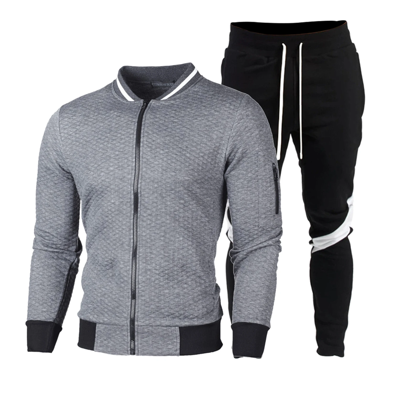 Conjunto de sudadera con cremallera para hombre, chaqueta deportiva de ocio, ropa de jogging, marca al por mayor, descuento de cantidad