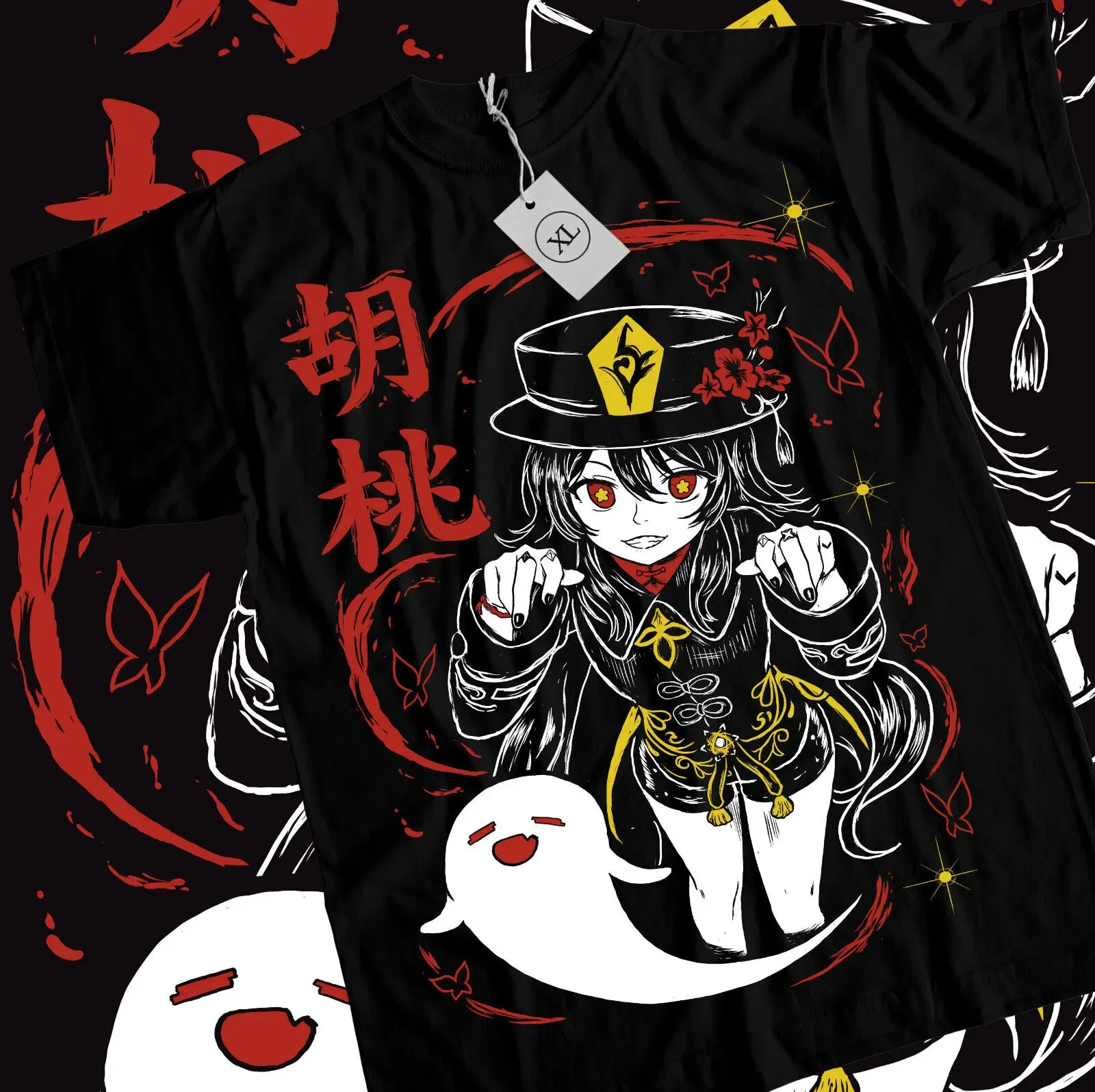 Genshin Impact HuTao Harajuku T-Shirt Anime Girl Kawaii Black Shirt Tee All Size Shirts for Women  Women Clothing  Gothic