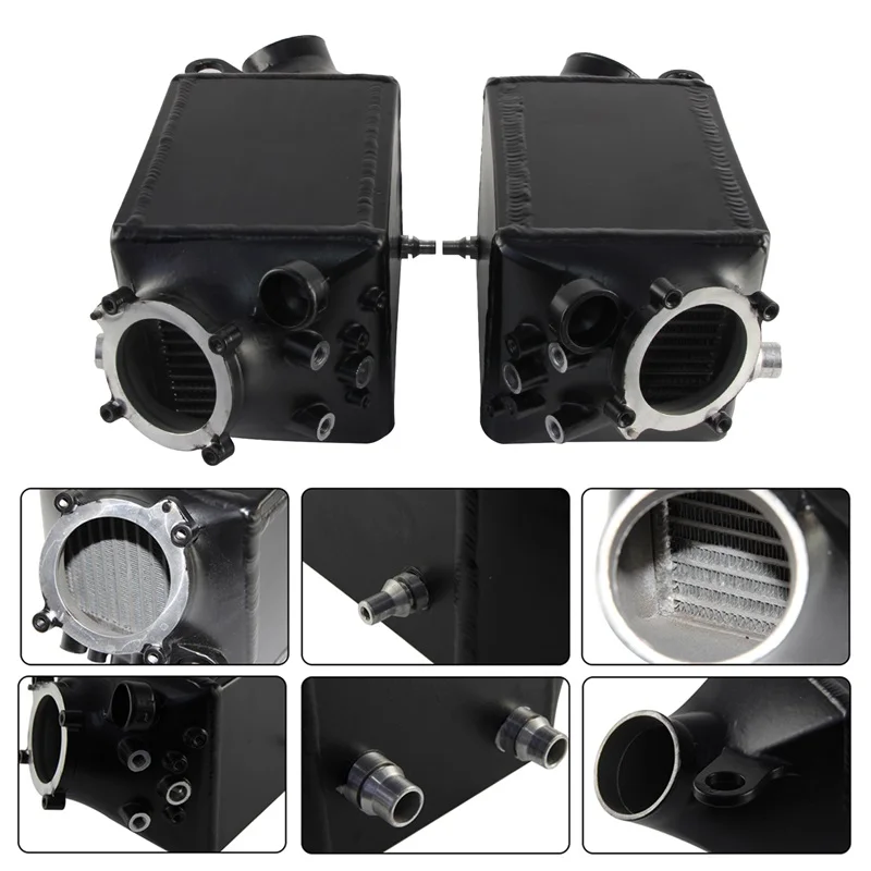 

Turbo Intake Charge Pipe Cooling Hose Kit + Twin Charge Air Intercooler For BMW M5 M6 F10 F12 F13 S63 13-18 Performance Black