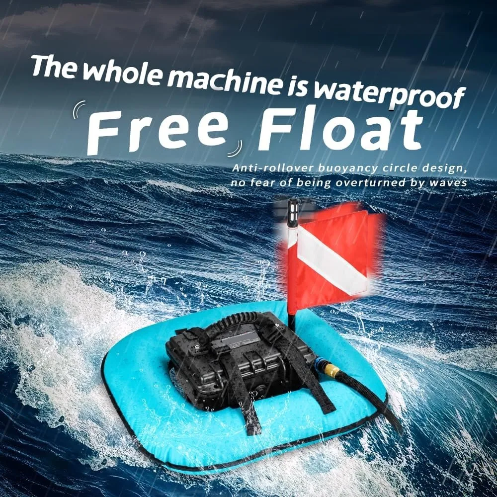 อุปกรณ์ดำน้ำระบบแอร์บัดดี้อุปกรณ์สกูบ้า70นาทีแบบชาร์จไฟได้อุปกรณ์ให้ปอดคอมเพรสเซอร์หายใจใต้น้ำแบบพกพาได้กระเป๋าเป้สะพายหลัง