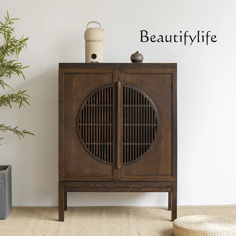 

Nordic Chinese Style Solid Wood Sideboard Zen Simple Storage Cabinet