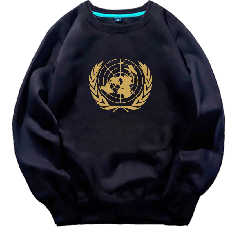 United Nations Geographic Information Creative Logo round Neck Hoodie Men's and Women's Pullover Long sleeve Clothes