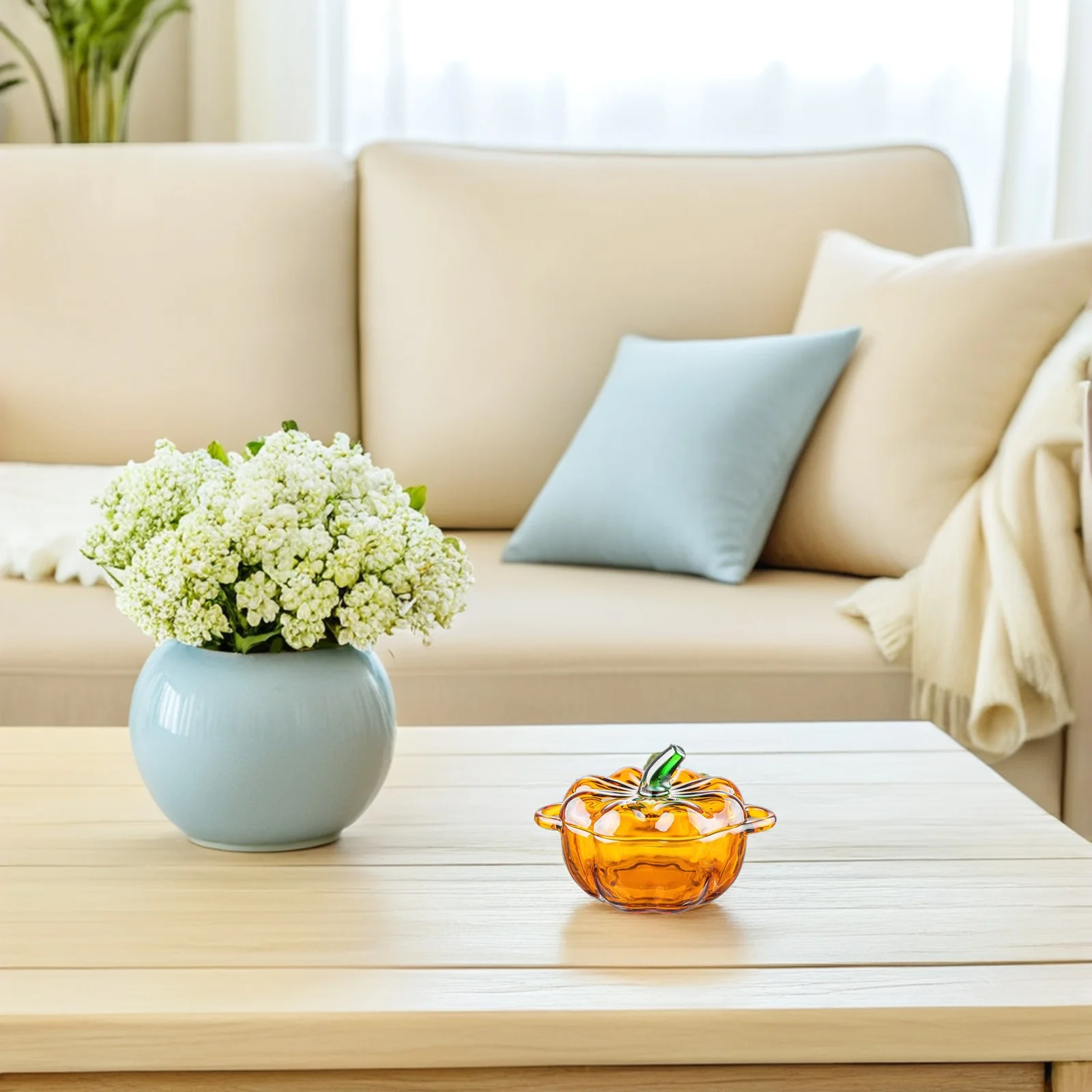 

Glass Pumpkin Candy Jar Lid Elegant Snack Container Home Decor Airtight Freshness Halloween Fall Celebrations Pumpkin Jar