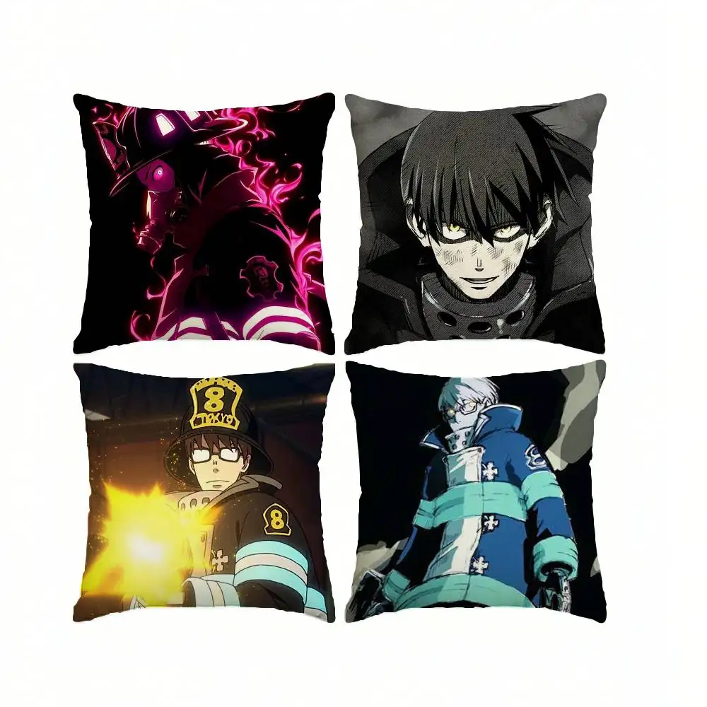 F-Fire Force Anime T-Takehisa Hinawa  Square Double-Sided printed Pillow Case Bedroom Bedside Pillow Sofa Cushion Cover
