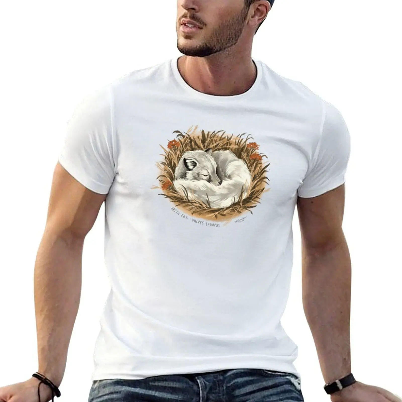 

Sleeping Arctic Fox T-Shirt t shirt man luxury t shirts with prints man t shirts cotton T-shirt