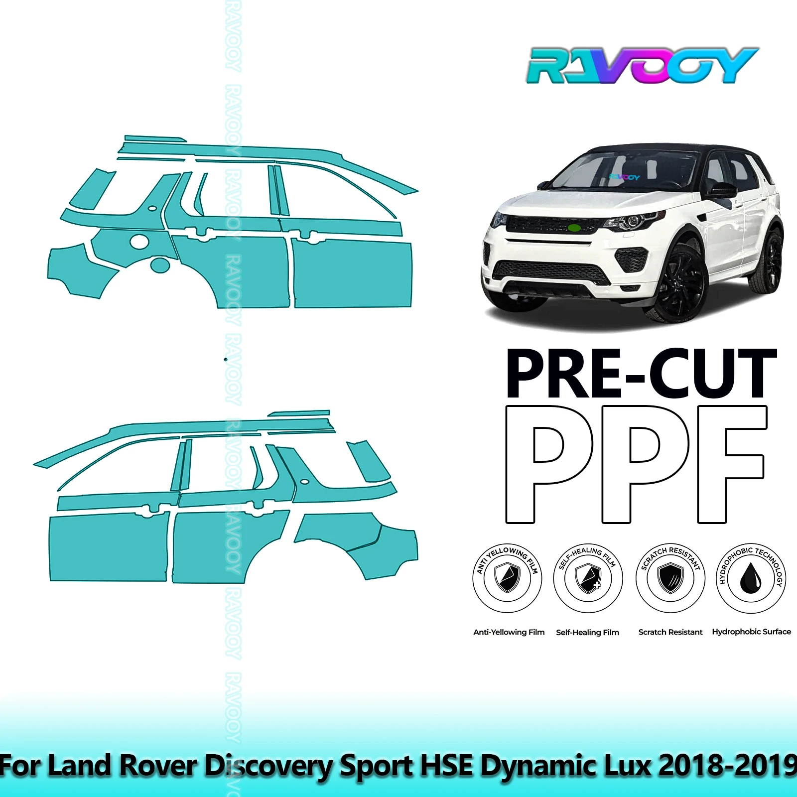 

For Land Rover Discovery Sport HSE Dynamic Lux 2018-2019 8.5mil Pre-Cut PPF Door & A/B Pillar Kit TPU Paint Protection Film Set