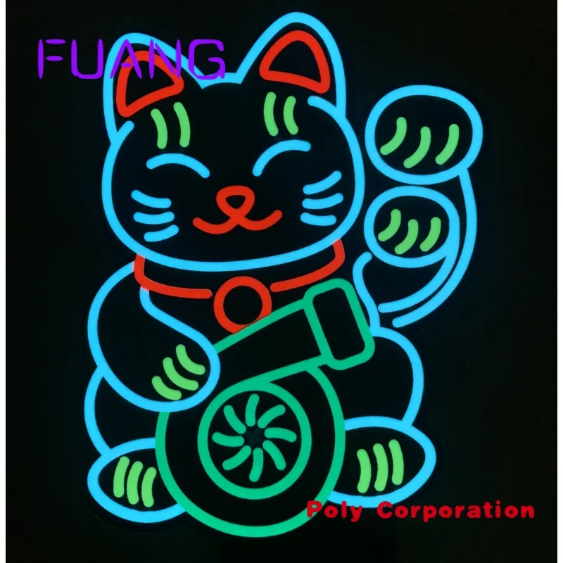 

Custom Newest Lucky Cat Sign JDM Custom DIY EL luminous logo flexible LED lighting car sticker customized LED logo
