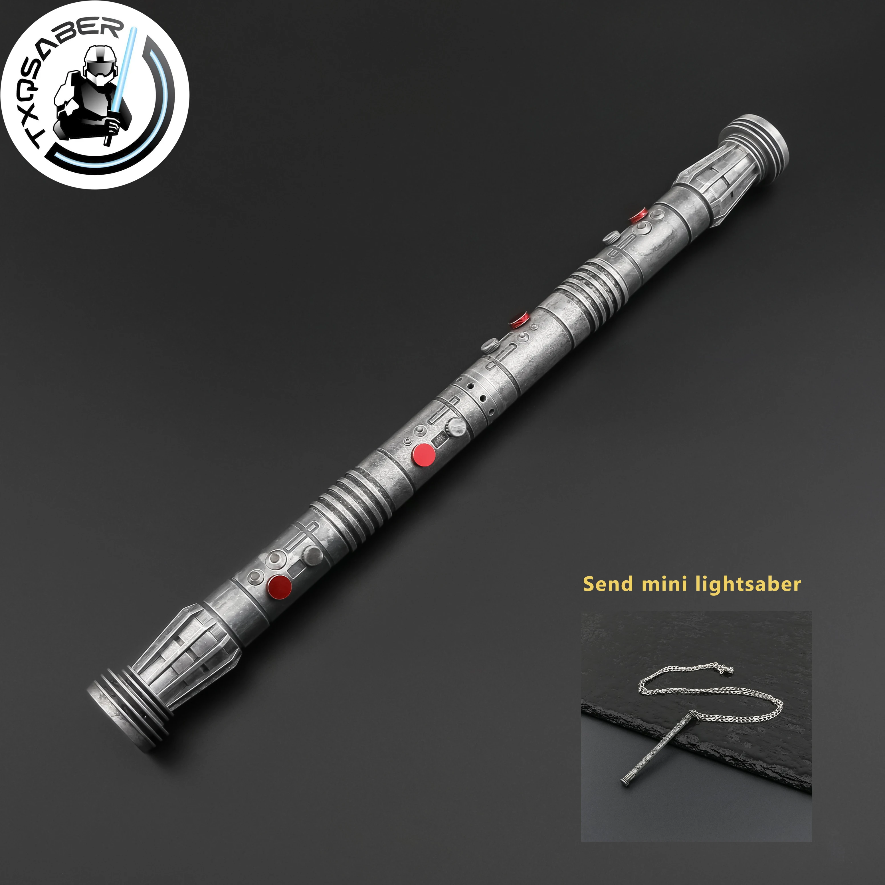 

TXQSABER Lightsaber Darth maul Double Heavy Dueling Metal Hilt Laser Sword Smooth Swing Blaster FOC Light Sword for Adult Toys