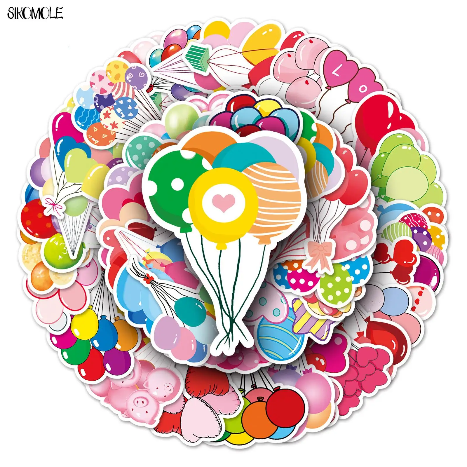 

10/30/50pcs Balloon Bouquet Stickers DIY Gift Kid Toys Laptop Suitcase Skateboard Phone Guitar Decals Graffiti Cartoon Sticker