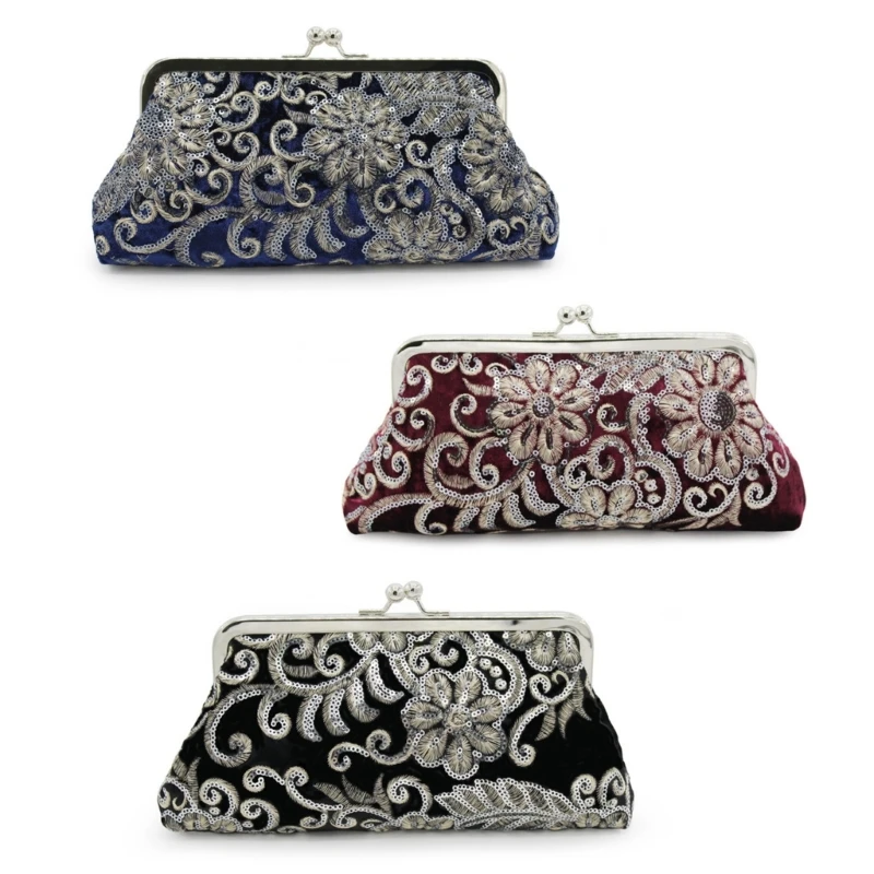 Retro Beaded Evening Clutch Bag With Rhinestones Embellishments For Women E74B