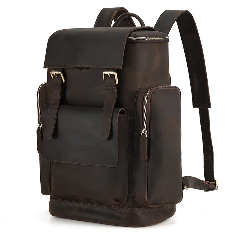 

Men's Crazy Horse Skin Business Computer Backpack Outdoor Travel Bag Vintage Men's Genuine Leather Backpack High-capacity