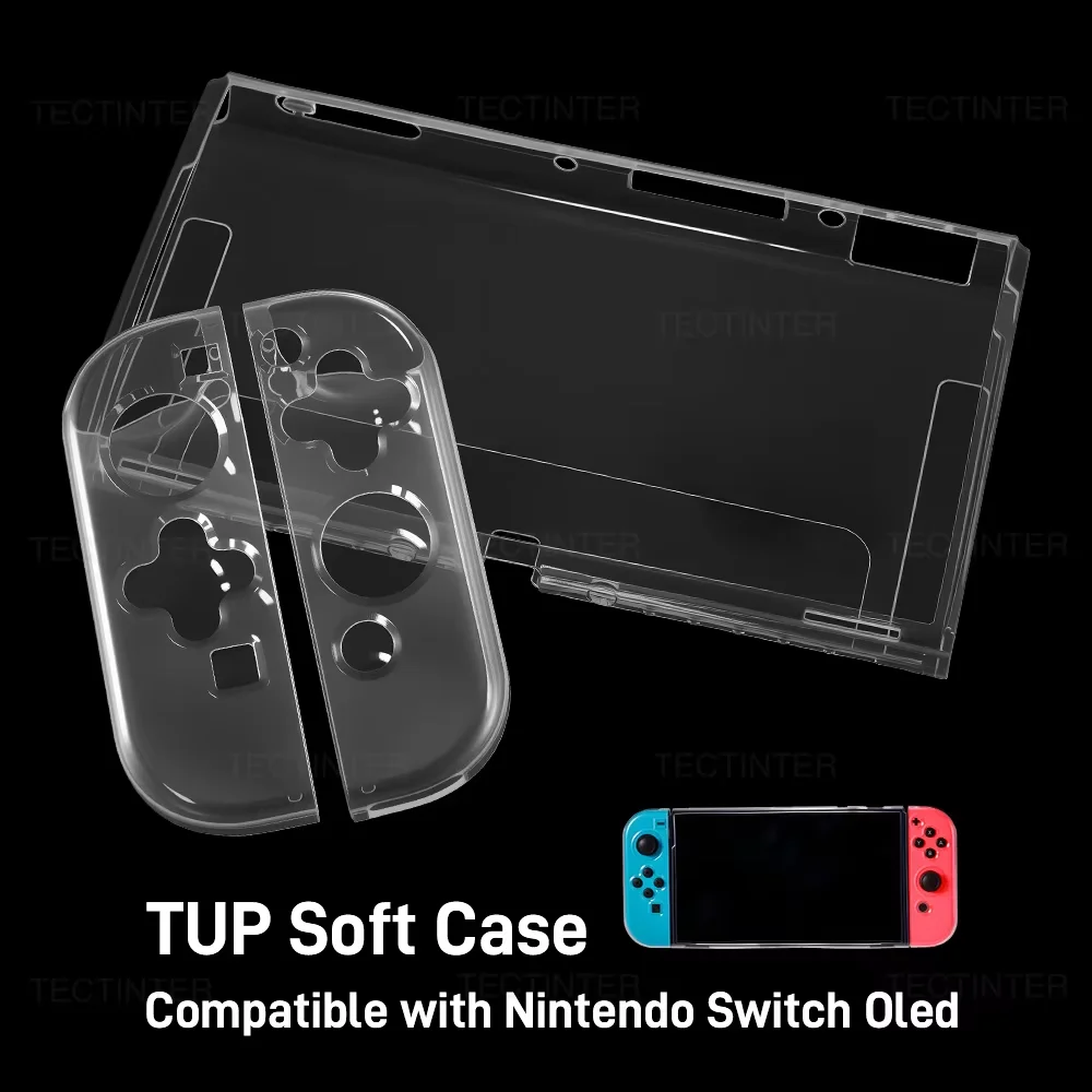 Capa protetora de TPU para Nintendo Switch OLED, capa divisível para console de jogos, capa transparente, acessórios de proteção para a estrutura.