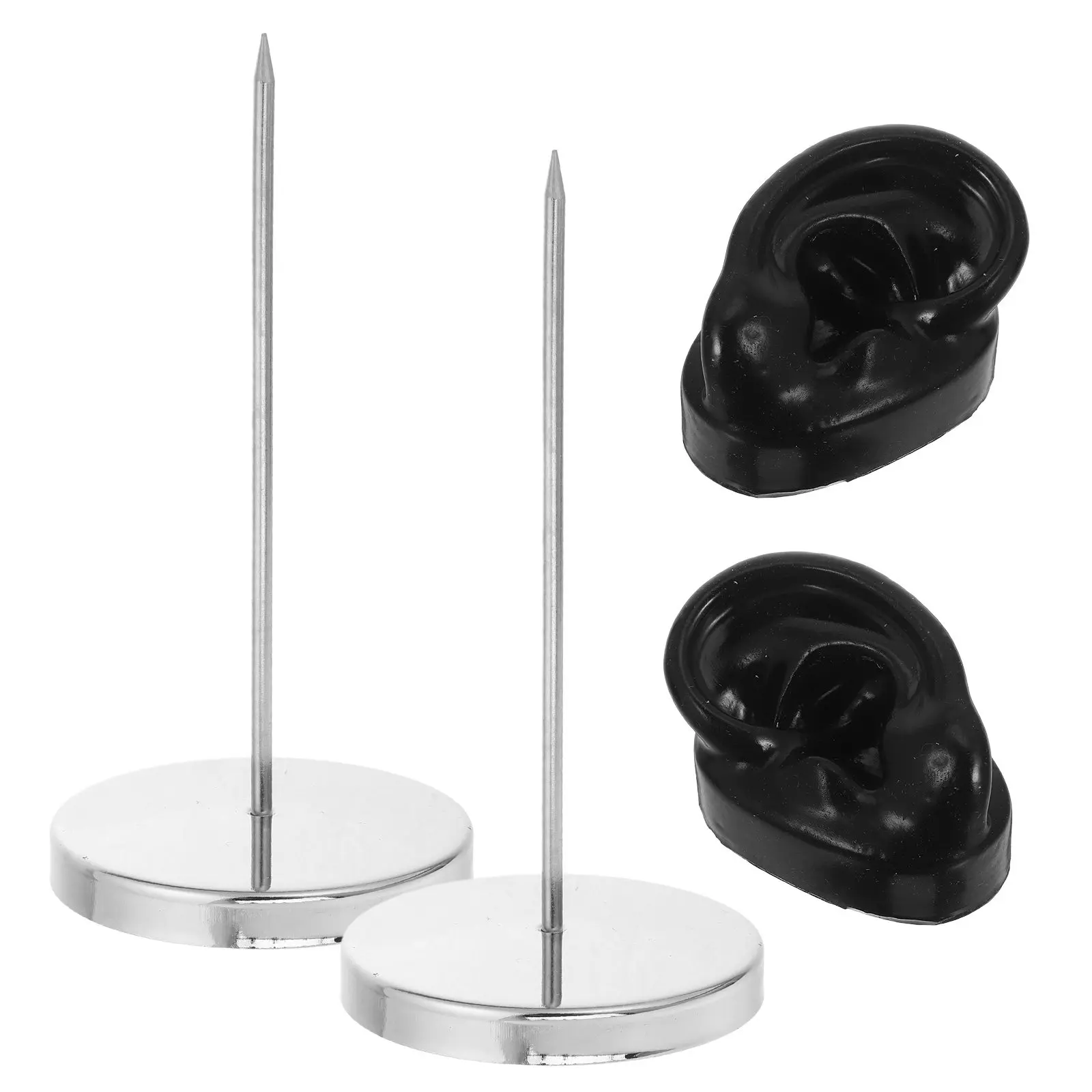 2Pcs Soft Silicone Ear Shape Display Stand Metal Earring Holder for Studs Hoops Piercing Jewelry Organizer Retail Photo Setup