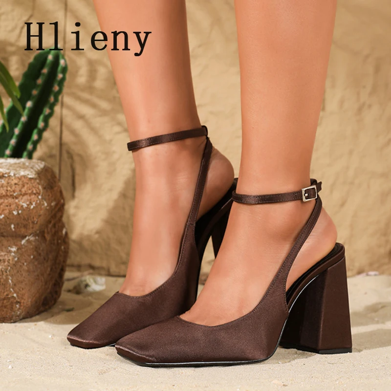 

Элегантные женские туфли-лодочки Hlieny на массивном высоком каблуке с квадратным носком, с ремешком на щиколотке, для вечеринок, свадеб, торжественных мероприятий, женские босоножки