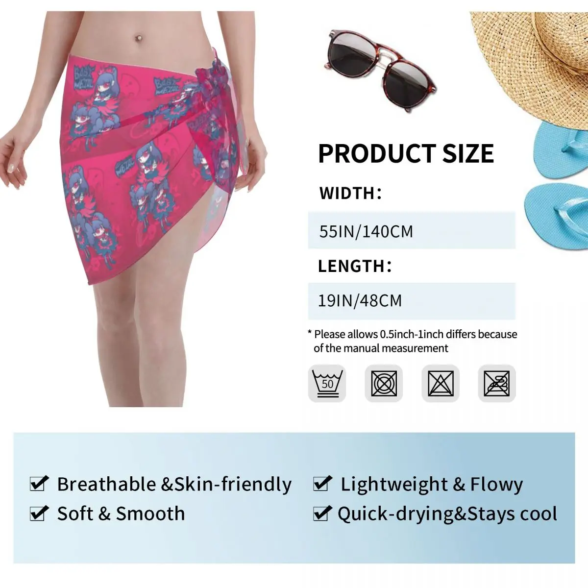 Abito da spiaggia casual babymetal giapponese vintage alla moda personalizzato Decora il metallo Rock Band da donna pareo corto da spiaggia per costumi da bagno