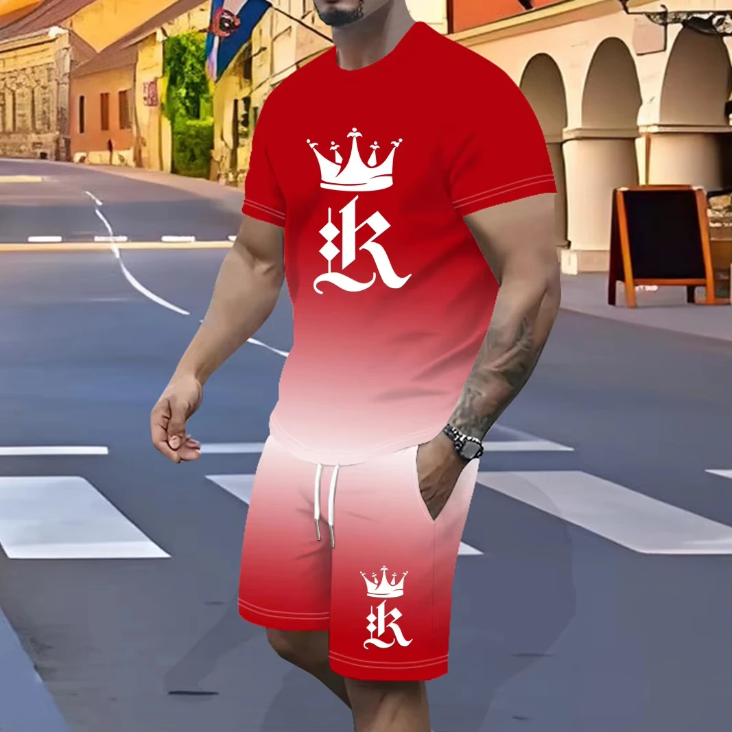 

Summer Men Tracksuit 3D Print Men's T-Shirt & Shorts Set Streetwear Graphic Outfit Women Tshirt Tracksuit Suit Kid Tshirt Suit
