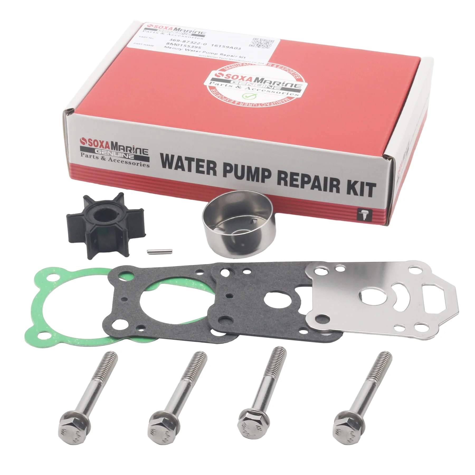 Impeller Rebuild Kit 369-87322-0 Compatible with Nissan Tohatsu Mercury Outboard 4 5 6 HP Engines Replaces 8M0155395 369-87322-1 view 3