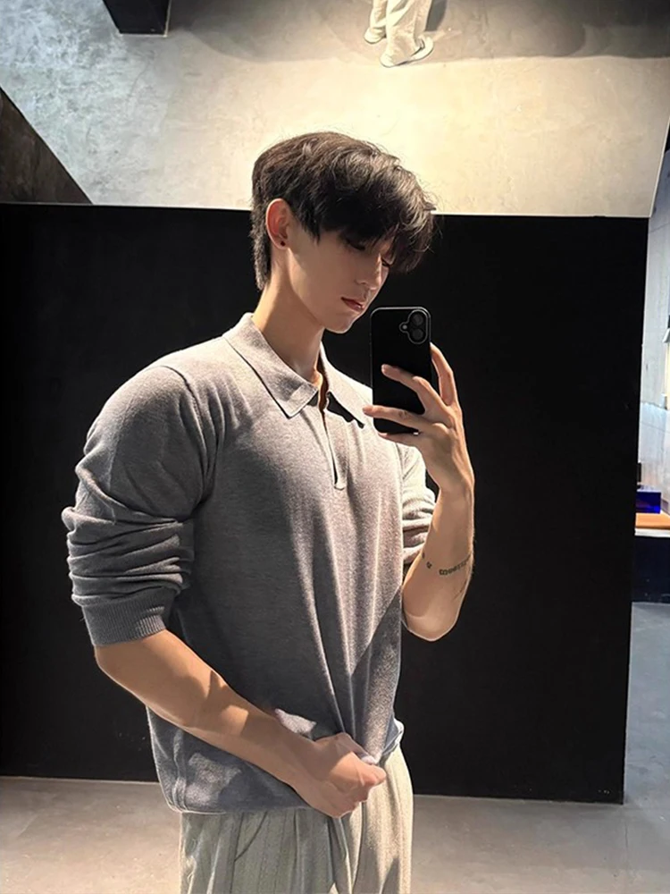 

Slim Fit Knitted ort Ne irt Мужская осенне-зимняя американская внутренняя одежда Base irt Casual Sle Inner irt