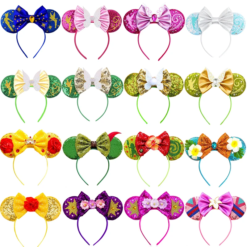 Disney Tinker Bell Headband Mickey Mouse Ears Headbands for Baby Girls Women Sequins Bow Children Hair Accessories Kids Hairband