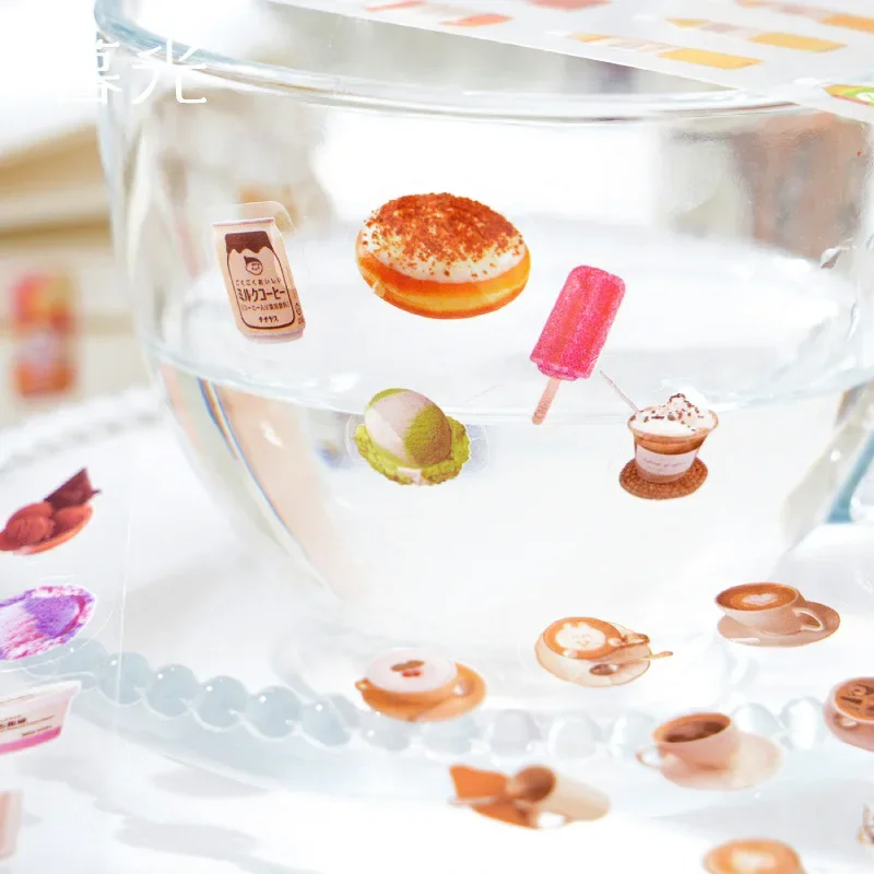 Roaming Gathering Series Pet Sticker Pack, Cute Gourmet Gourmet Collage Dessert Snack Collection, 4 Styles