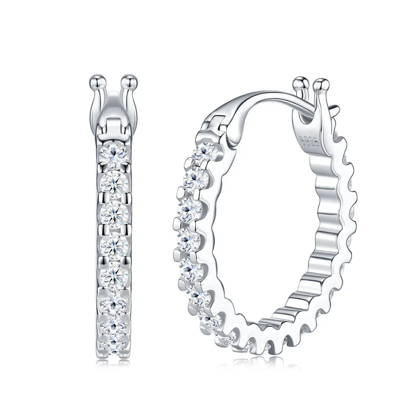 

ZFSILVER Fashion Trendy Classic s925 Silver Color D Moissanite Big Circle Earrings Charms Women Accessories Jewelry Gift E16930