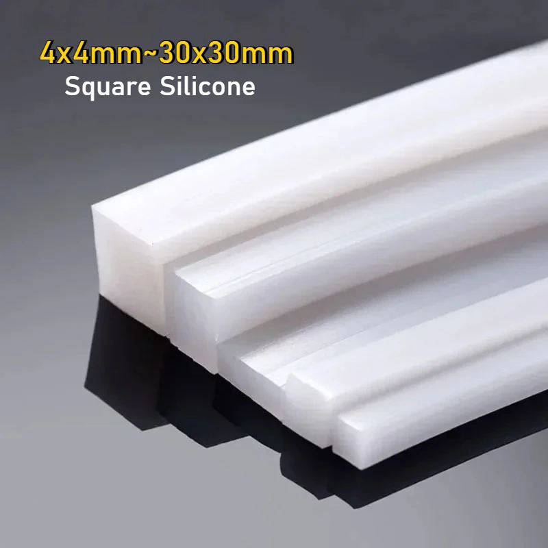 1M Silicone Square Strip Solid Silicone Rubber Sealing Strips High Temperature Resistant Weatherstrip 4x4mm~30x30mm