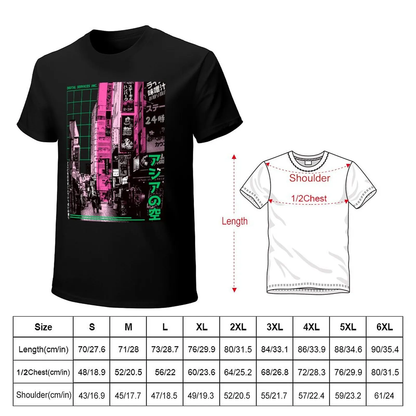 Vaporwave Cyberpunk Japanese Neon City T-Shirt T-shirts oversize anime stuff t shirts for men pack