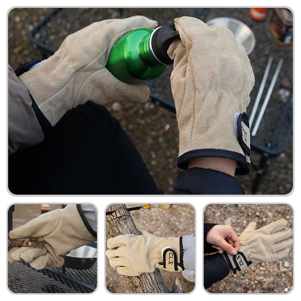 Guantes de trabajo para acampar, manopla de cocina antiescaldaduras, parrilla para protectores de manos al aire libre, horno de barbacoa resistente al calor